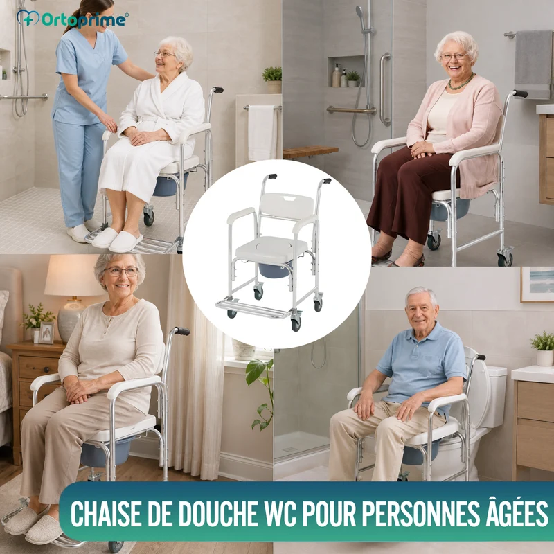 Chaise de douche WC avec Pieds Rabattables