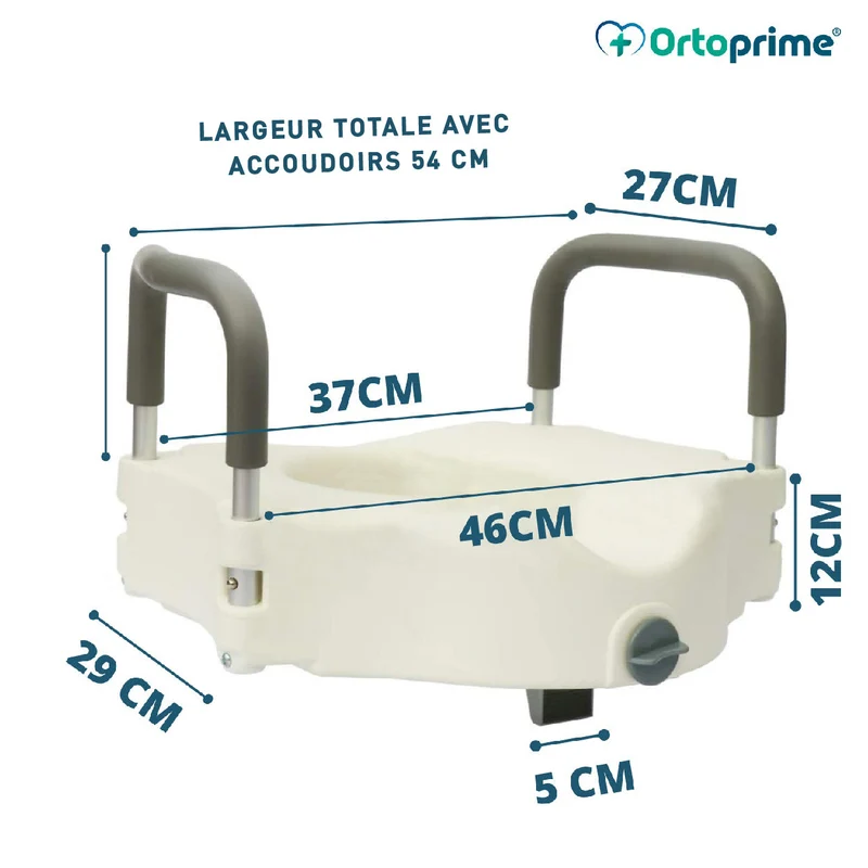 Rehausseur WC 12 cm Accoudoirs Rembourrés