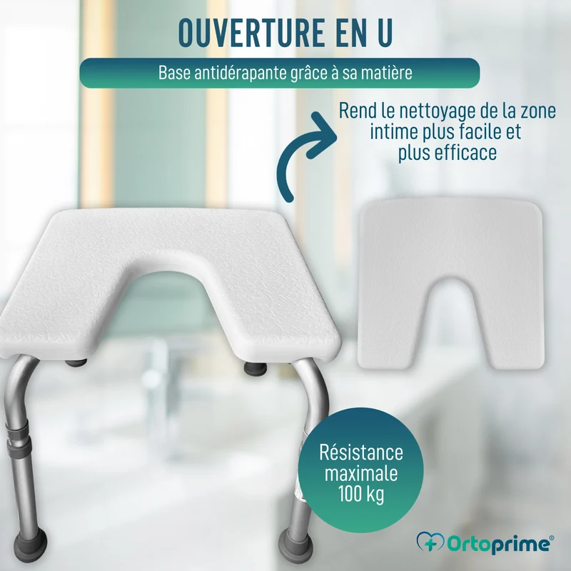 Tabouret de Bain Orthopédique en Forme de U | Réglable