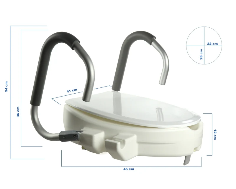 Rehausseur WC 12 cm avec Accoudoirs Rabattables