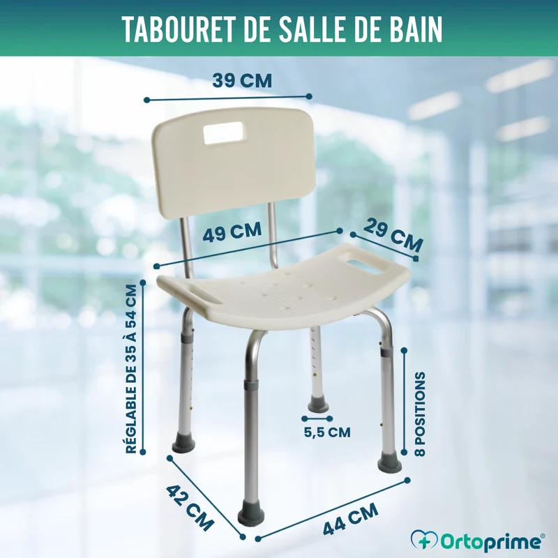 Chaise de douche antidérapante | Avec Dossier