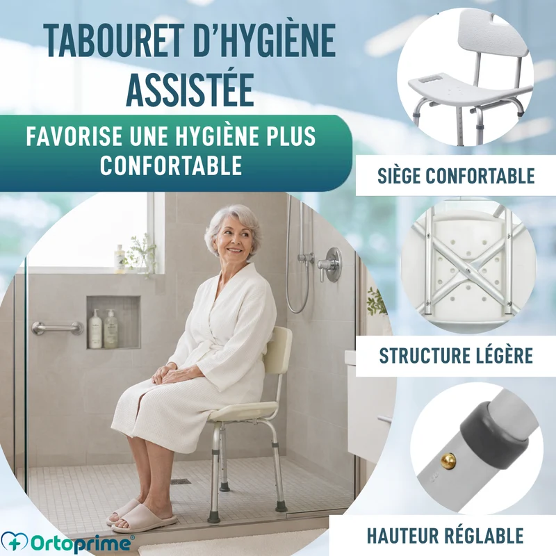 Chaise de douche antidérapante | Avec Dossier