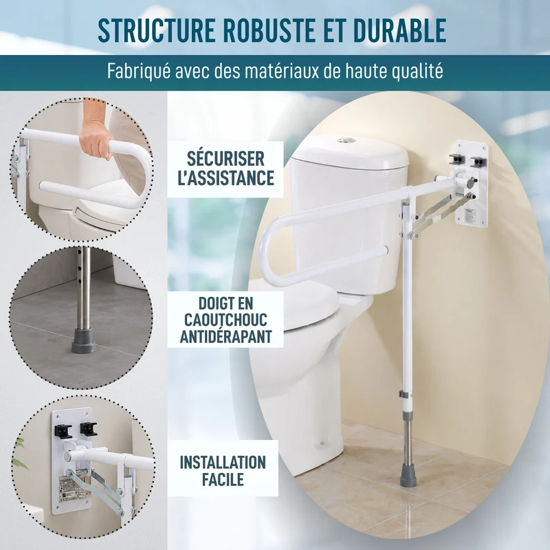 Barre de Soutien Abattable avec Pied | Salle de Bain Adaptée