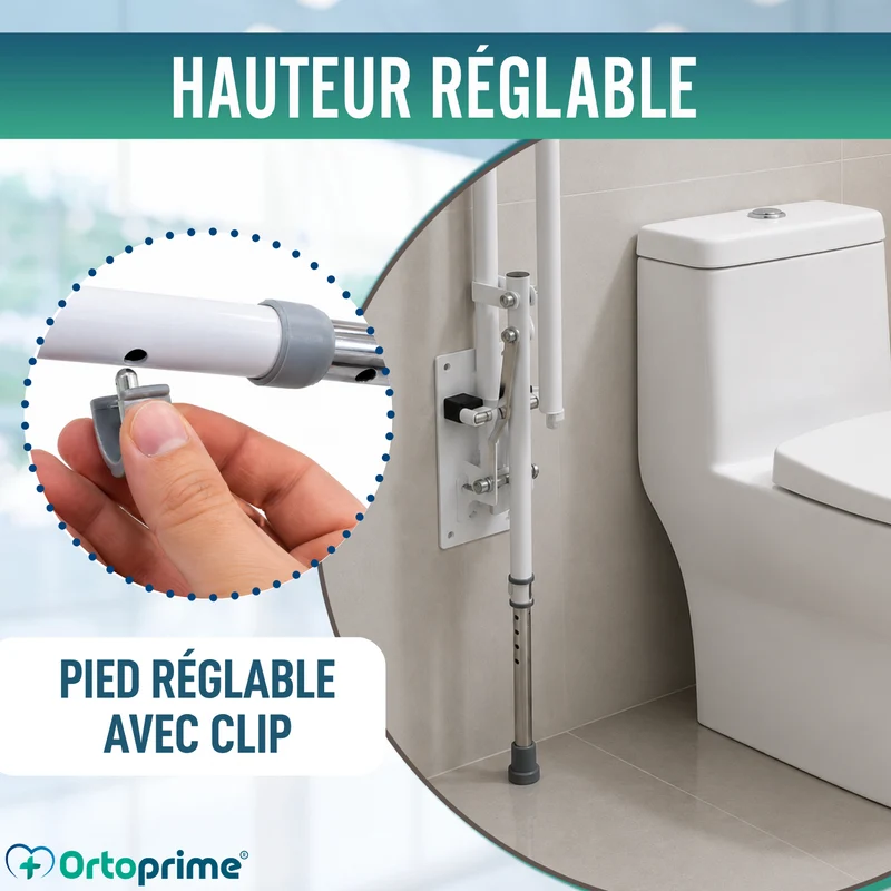 Barre de Soutien Abattable avec Pied | Salle de Bain Adaptée