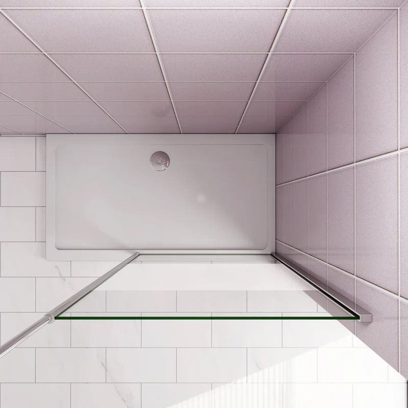 Paroi de douche Walk‑in à bande centrale sablée | Verre 8 mm anticalcaire | Barre de fixation extensible au plafond incluse