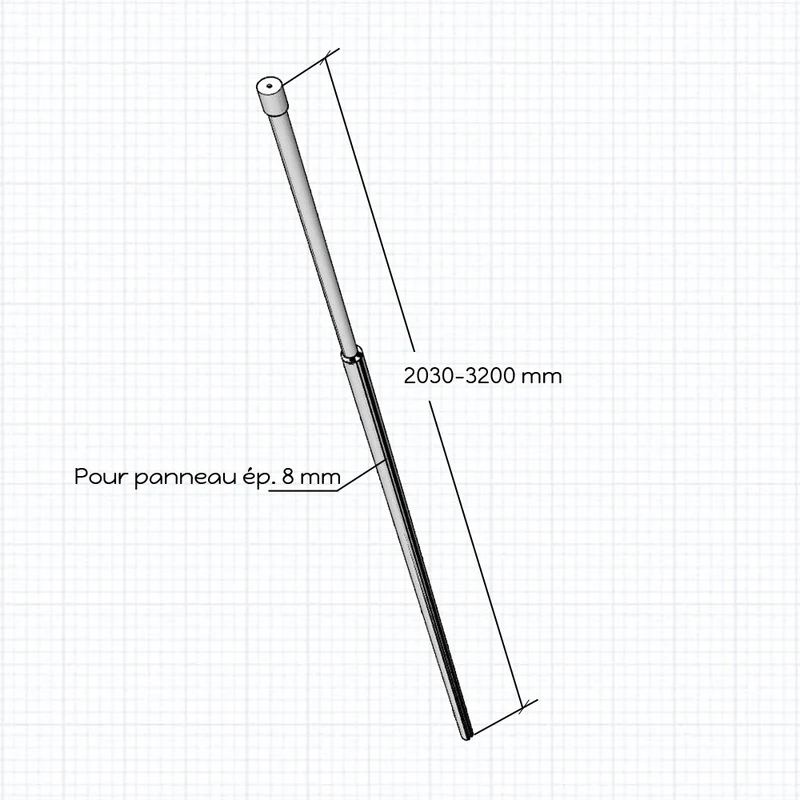 Maintien Vertical Universel pour Panneau 8mm | Télescopique 203-320 cm | Océan