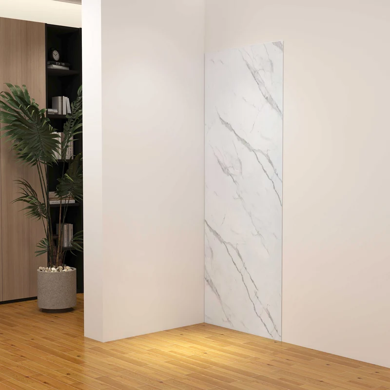 Océan Panneau mural de douche Aluminium-Plastique Étanche | Marbre Blanc | 80/90/100/120cm