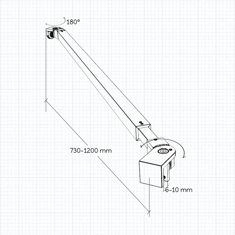 Barre de stabilisation pour paroi de douche, Couleur: chromée, Extensible 73-120cm