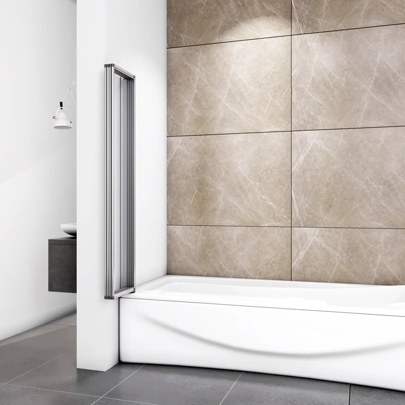 Pare-baignoire pivotant et pliable 100x140cm | Écran de baignoire en verre trempé 4 volets – Océan