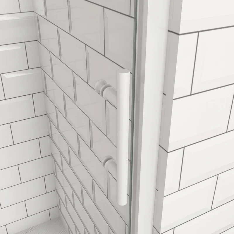 Porte de douche coulissante 100-140cm Océan porte de douche Hauteur 190cm, verre de sécurité, profil et poignée blanc