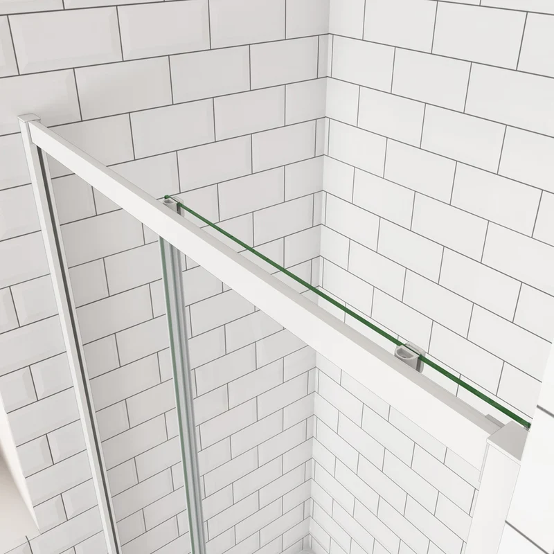 Porte de douche coulissante 100-140cm Océan porte de douche Hauteur 190cm, verre de sécurité, profil et poignée blanc