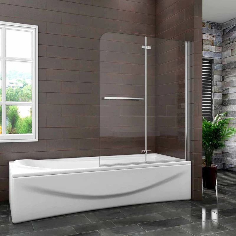 Océan pare-baignoire 100x140cm avec porte-serviette, écran baignoire pivotant et pliant en verre anti-calcaire