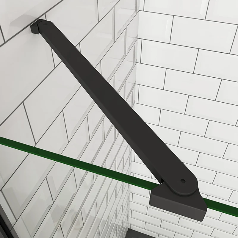 Océan Porte de douche pivotante 80-120x195cm, avec une barre fixée d'angle, porte de douche noire en verre 8mm anti-calcaire, profil et poignée noir mat