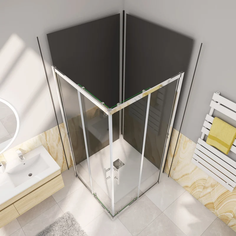 Cabine de douche coulissante l'accès d'angle, Océan cabine de douche carrée H.185cm en verre anticalcaire