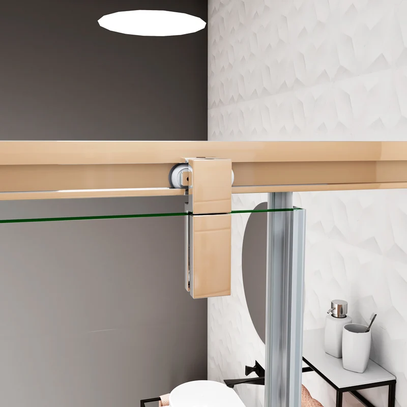 Porte de douche coulissante avec l'amortisseur, Océan porte de douche 120x190cm en verre trempé et sablé au centre - installée à Gauche