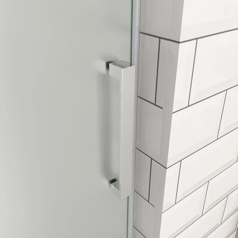 OCEAN porte de douche coulissante 100-140x195cm profilé chromé en verre sablé et anticalcaire