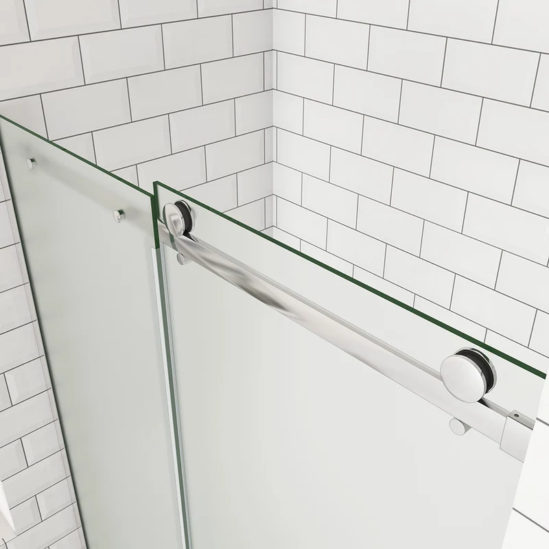 OCEAN porte de douche coulissante 100-140x195cm profilé chromé en verre sablé et anticalcaire