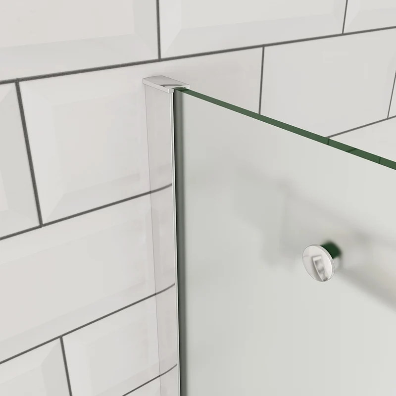 OCEAN porte de douche coulissante 100-140x195cm profilé chromé en verre sablé et anticalcaire