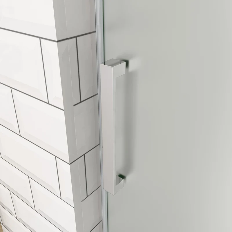 OCEAN porte de douche coulissante 100-140x195cm profilé chromé en verre sablé et anticalcaire
