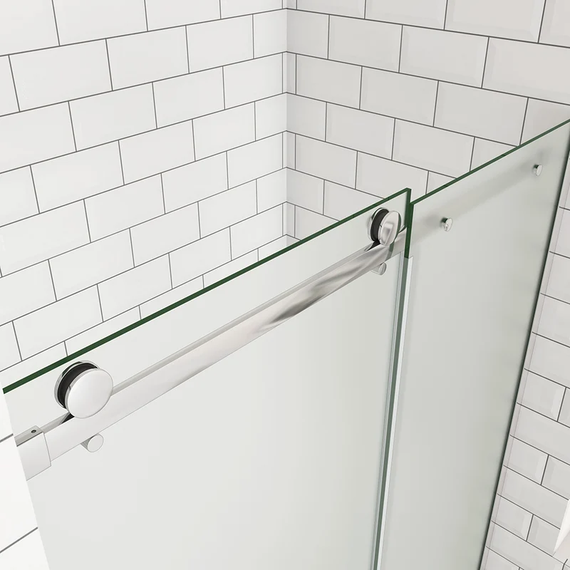 OCEAN porte de douche coulissante 100-140x195cm profilé chromé en verre sablé et anticalcaire