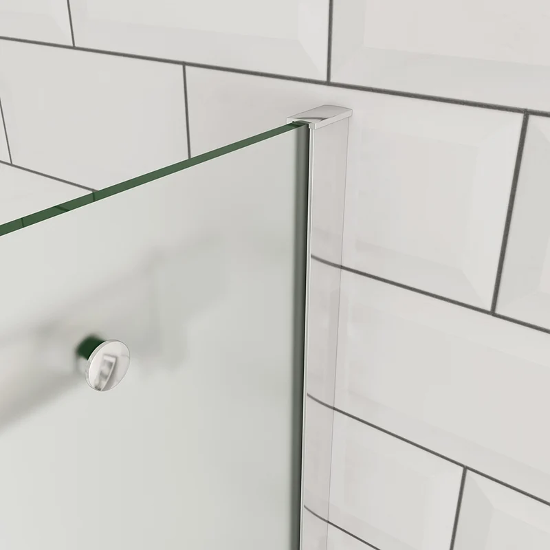 OCEAN porte de douche coulissante 100-140x195cm profilé chromé en verre sablé et anticalcaire
