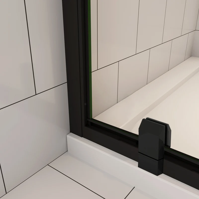 Ocean porte de douche pivotante noir 80 ou 90cm, 6mm verre anticalcaire, hauteur 185cm