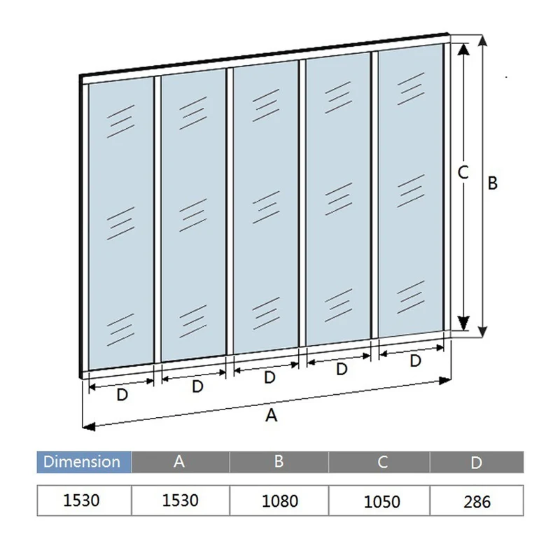 Cloison vitrée intérieure 153x108cm : cadre en aluminium noir mat, 5 carreaux fixes et kit de vitrage