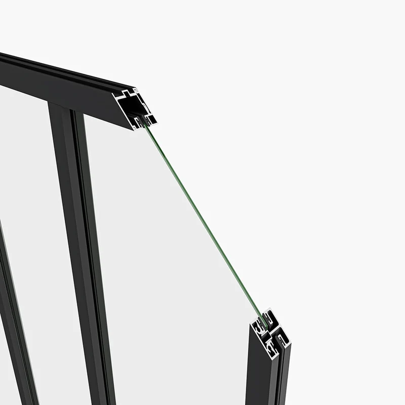 Cloison vitrée intérieure 123x108cm : cadre en aluminium noir mat, 4 carreaux fixes et kit de vitrage