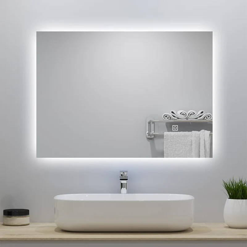 Miroir lumineux 70x50cm avec Anti-buée + Dimmable, Mural Miroir salle de bain