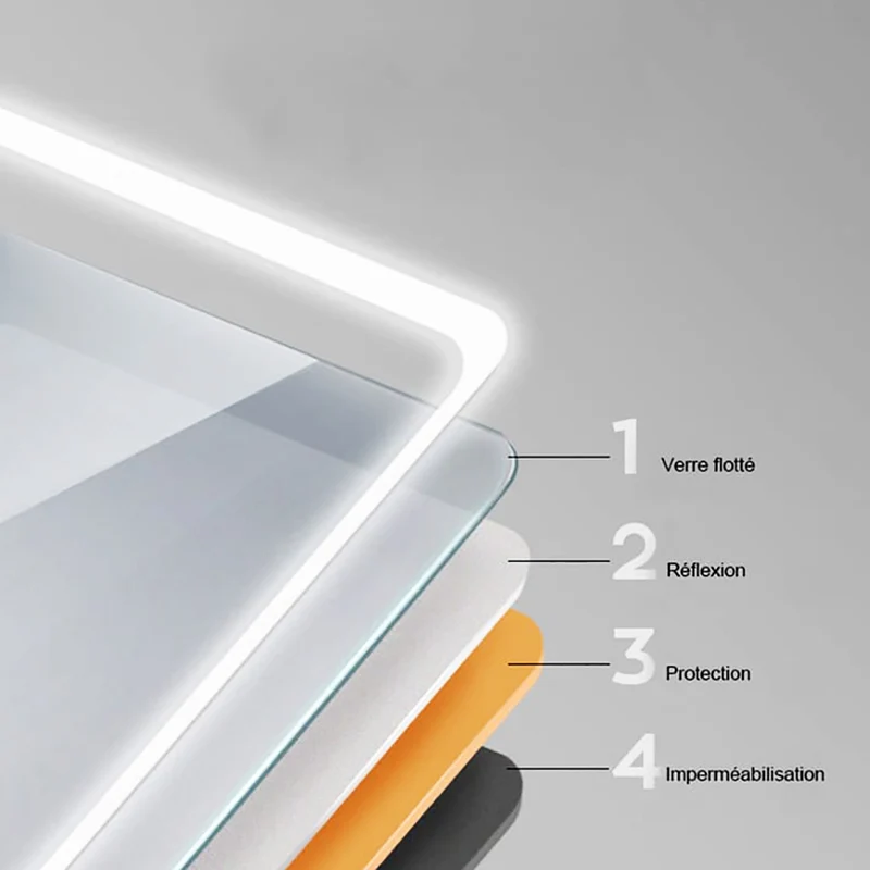 Miroir lumineux rond 70-100cm avec Anti-buée + 3 Couleurs + Dimmable, Mural Miroir salle de bain