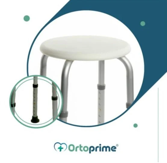 Pack Tabouret de Bain Rond + Poignée de Douche à Système de Succion