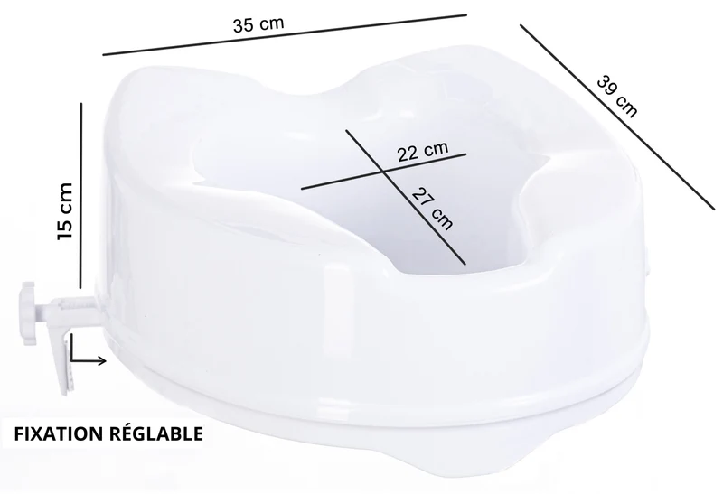Rehausseur de WC avec Couvercle 15 cm | Universel