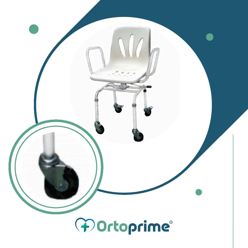 Chaise de douche pivotante à 360° avec roues
