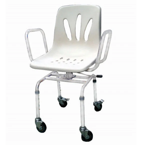 Chaise de douche pivotante à 360° avec roues