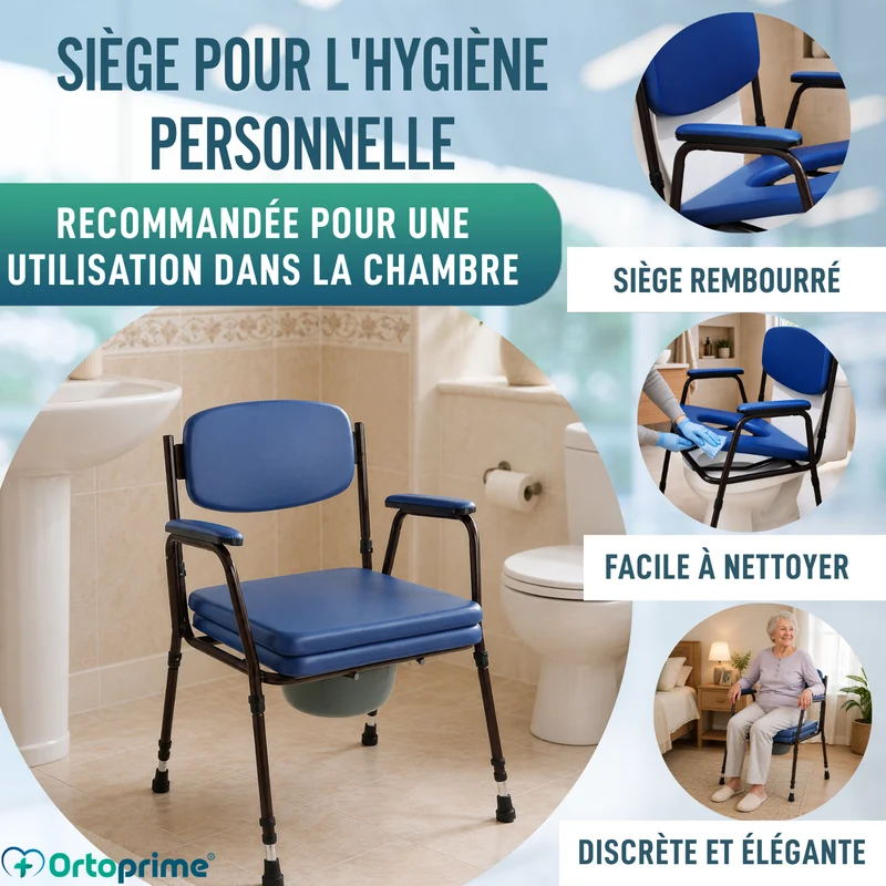 Chaise WC Rembourrée avec Toilette Portable
