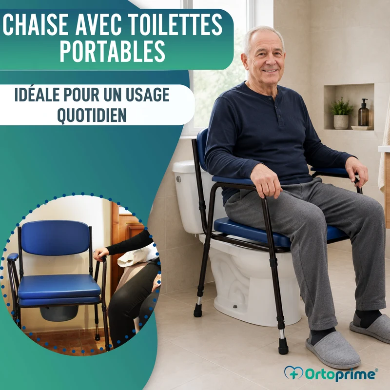 Chaise WC Rembourrée avec Toilette Portable