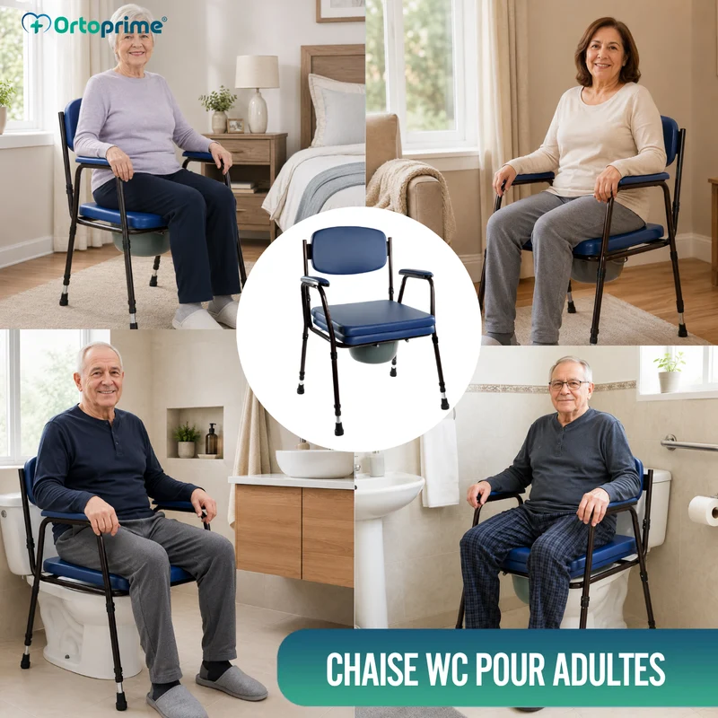 Chaise WC Rembourrée avec Toilette Portable