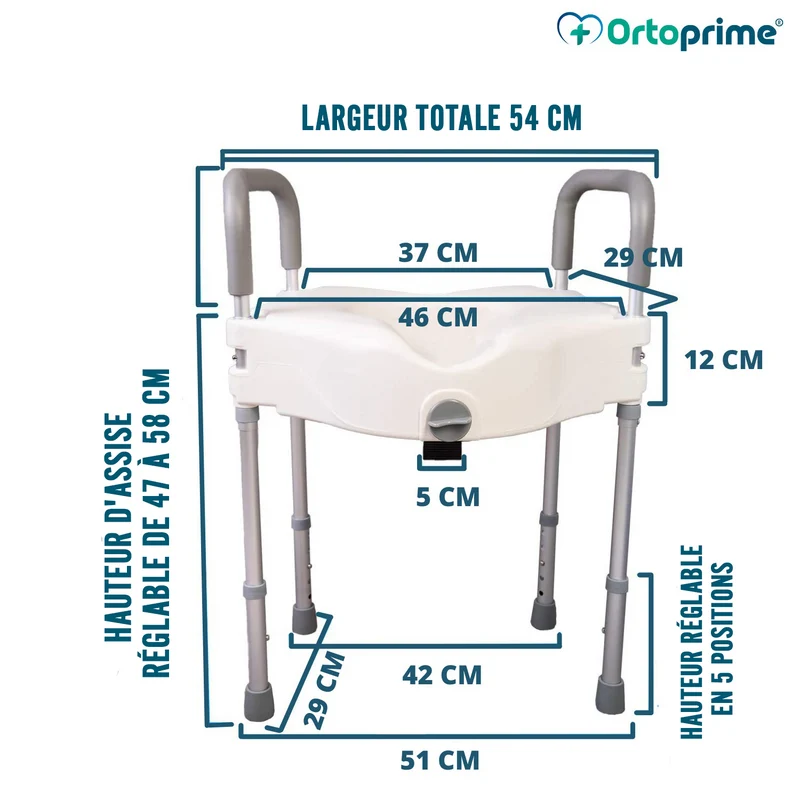Rehausseur WC 12cm avec Pieds | Universel