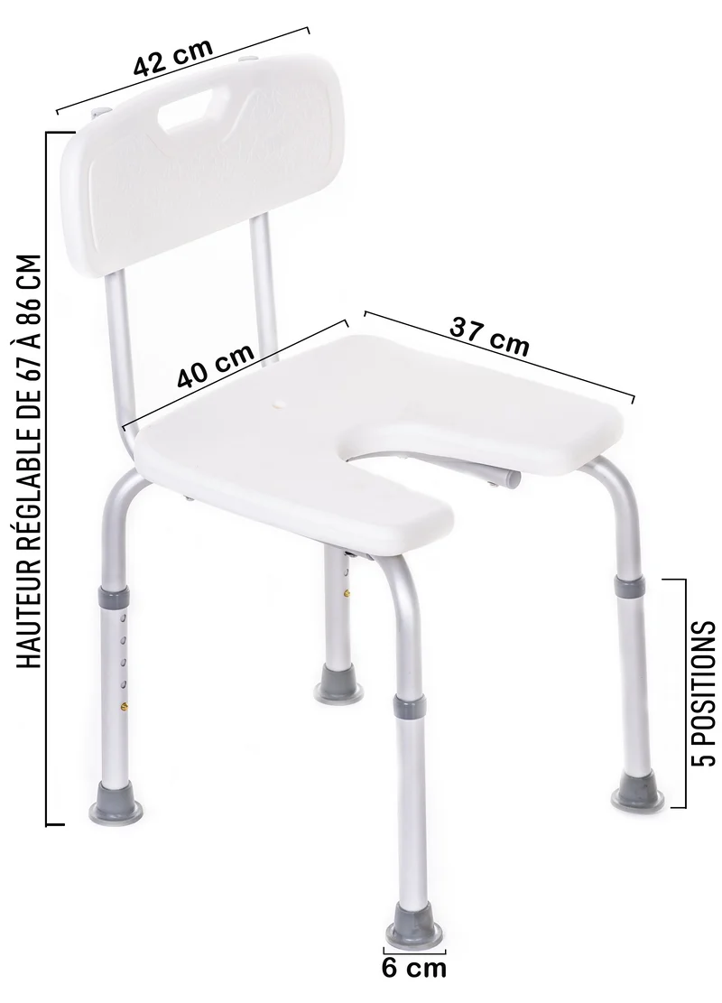 Chaise de Douche en Forme de U avec Accès Hygiénique