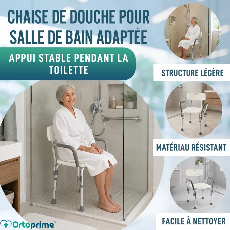 Chaise de Douche avec Accoudoirs Confort