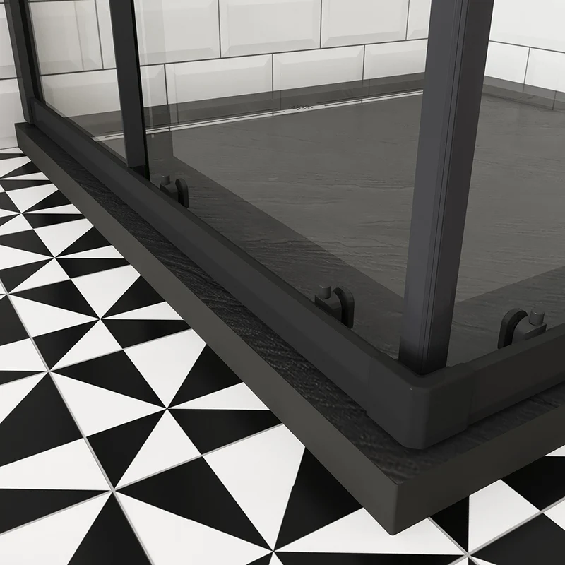 OCEAN cabine de douche 200cm profilé noir mat en verre anticalcaire