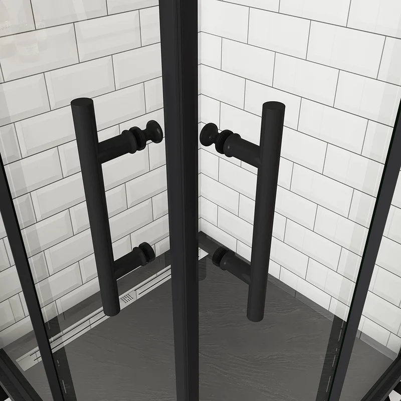 OCEAN cabine de douche 200cm profilé noir mat en verre anticalcaire
