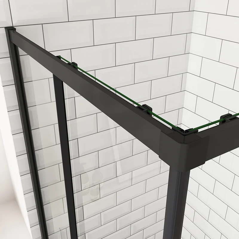 OCEAN cabine de douche 200cm profilé noir mat en verre anticalcaire