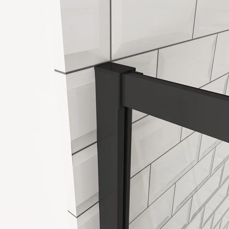 OCEAN cabine de douche 200cm profilé noir mat en verre anticalcaire