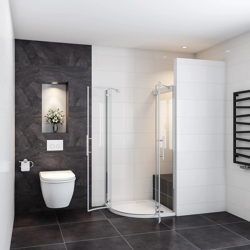 Océan cabine de douche 80x80x195 / 90x90x195cm cabine de douche 1/4 de cercle