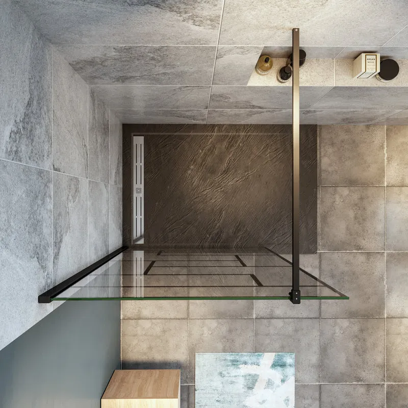 Océan paroi de douche noire 70-140x200cm sérigraphie noire en verre anticalcaire