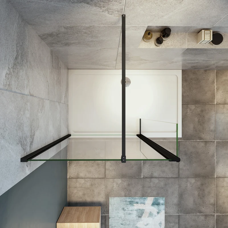 Océan Paroi de douche noire avec volet pivotant 30 / 40 cm modèle d' Itaroi avec une fixation 90cm