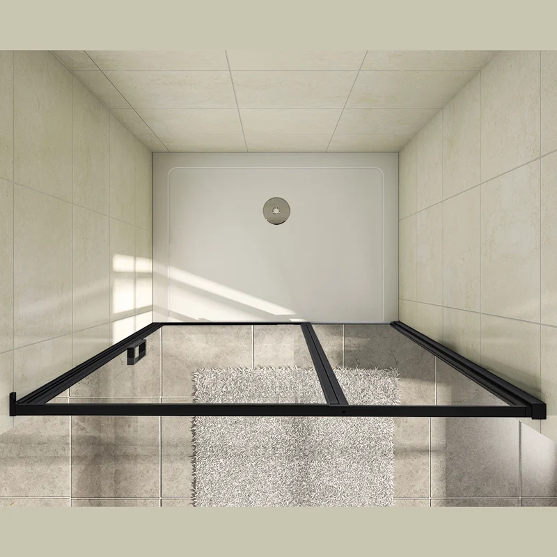 porte de douche 185cm profilé noir mat verre anticalcaire porte de douche pivotante Océan