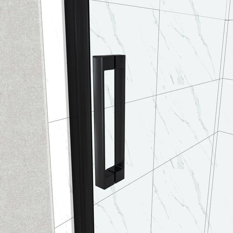 porte de douche 185cm profilé noir mat verre anticalcaire porte de douche pivotante Océan