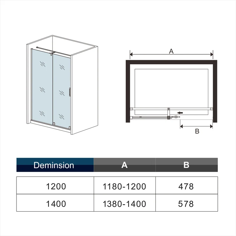 porte de douche 190cm en verre anticalcaire porte coulissante en niche Océan